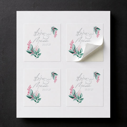 Μπομπονιέρα Γάμου Κύβος με Αυτοκόλλητο | Magenta Watercolour Flower