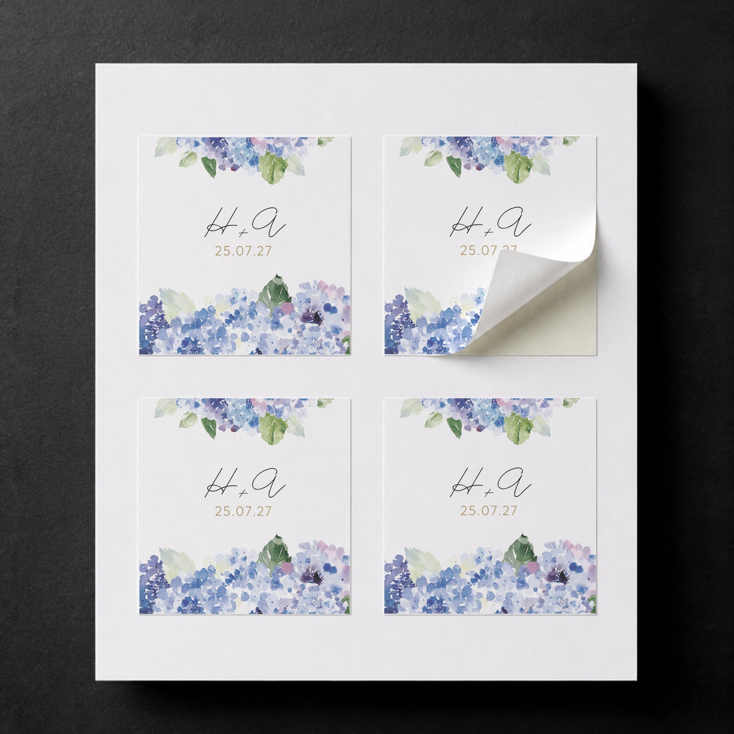 Μπομπονιέρα Γάμου Κύβος με Αυτοκόλλητο | Blue Flowers