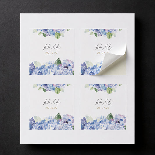 Μπομπονιέρα Γάμου Κύβος με Αυτοκόλλητο | Blue Flowers