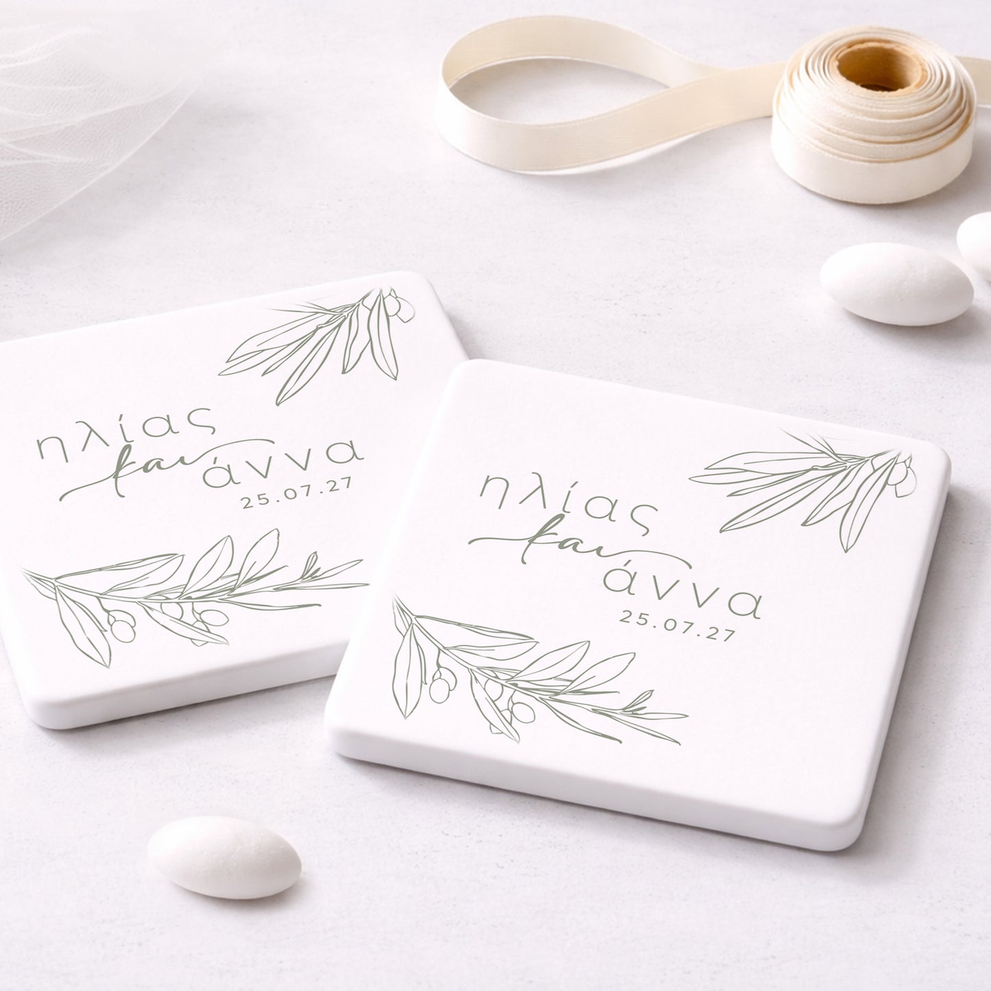 Μπομπονιέρα Γάμου Σουβέρ Coaster | Olive