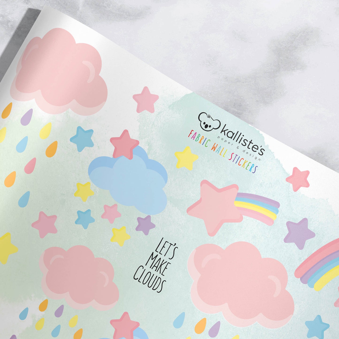 Let's Make Pink Clouds Υφασμάτινα Αυτοκόλλητα Τοίχου για Παιδικό Δωμάτιο