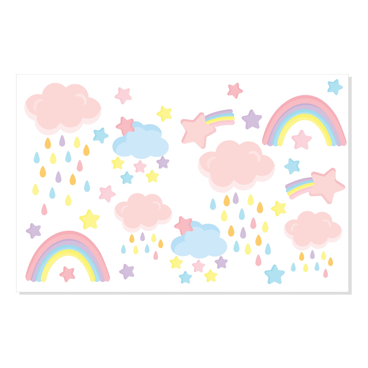 Let's Make Pink Clouds Υφασμάτινα Αυτοκόλλητα Τοίχου για Παιδικό Δωμάτιο