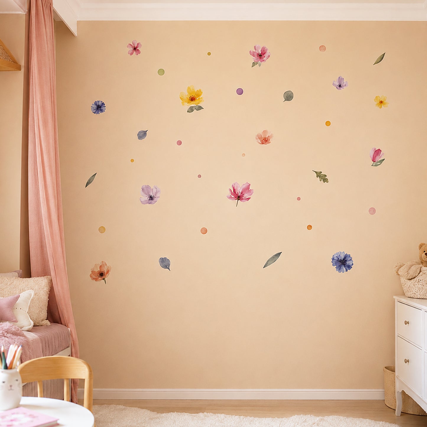 Let's Make A Blooming Dream Υφασμάτινα Αυτοκόλλητα Τοίχου για Παιδικό Δωμάτιο
